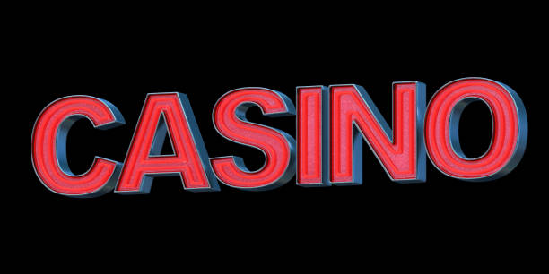Red neon font - Word CASINO Red neon font with metallic body - Word CASINO, black background, 3d render 3d red letter o stock pictures, royalty-free photos & images