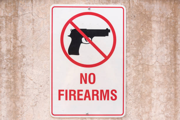 No Gun Sign Prohibiting sign for gun. Notice for Gun-Free Zone. gun control photos stock pictures, royalty-free photos & images