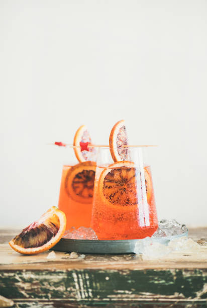istock Spritz alcohol cocktail drink with blood orange and ice 1005693698