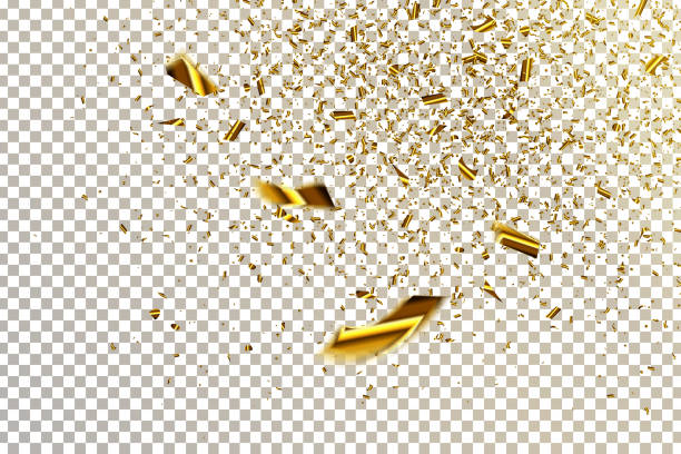 Vector realistic isolated golden confetti for decoration and covering on the transparent background. Concept of happy birthday, party and holidays. Vector realistic isolated golden confetti for decoration and covering on the transparent background. Concept of happy birthday, party and holidays. confetti star shape red yellow stock illustrations