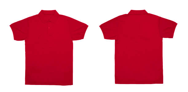 istock Blank Polo shirt color red front and back view 1005720988