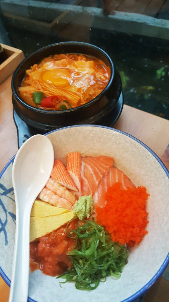 istock japanese food with fish raw and soup on table 1005721240