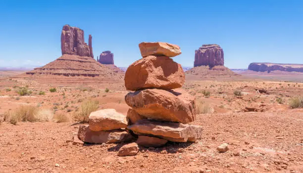Cairn alongside the trail in Monument Valley.