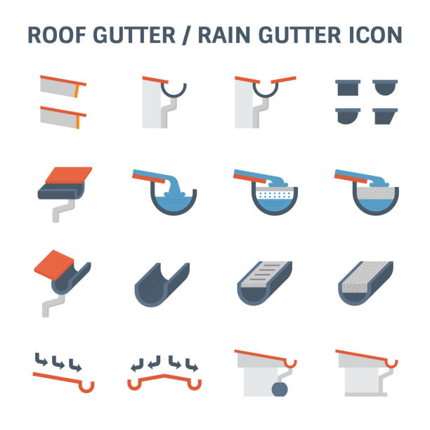 ilustrações de stock, clip art, desenhos animados e ícones de roof gutter icon - eaves