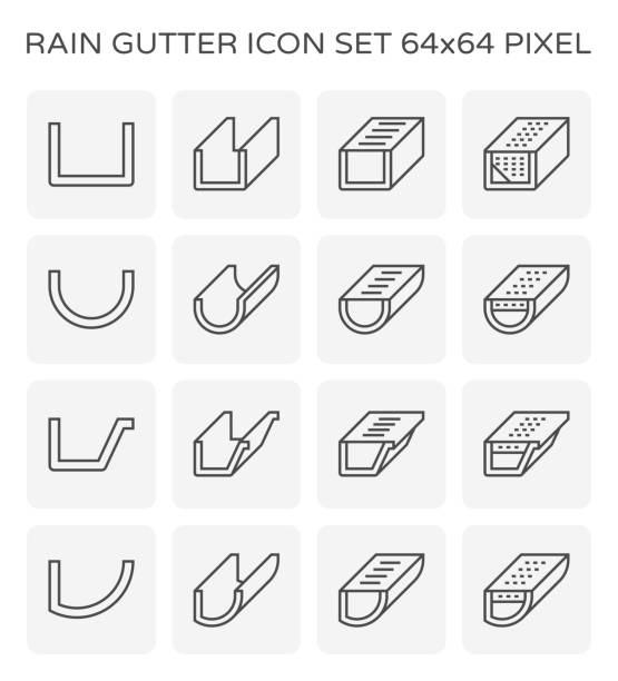 ilustrações de stock, clip art, desenhos animados e ícones de rain gutter icon - eaves