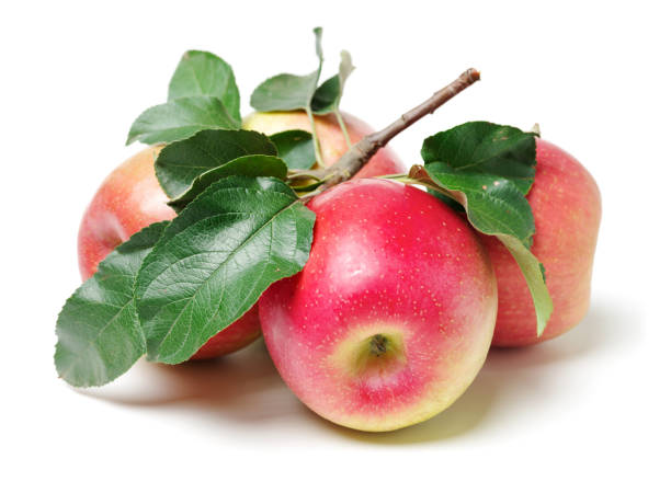 istock Apple with leaves Isolated on white background 1005735864