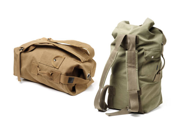 istock Backpack from fabric of color khaki isolated on white background 1005736034