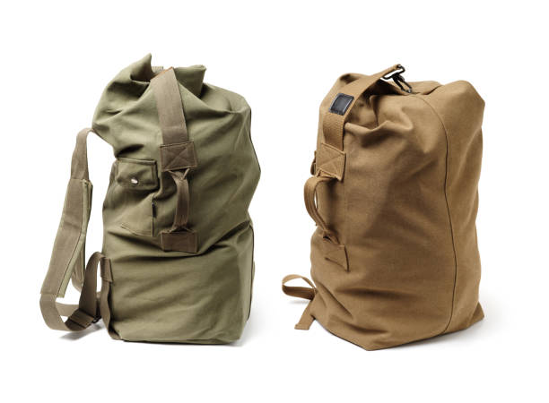 istock Backpack from fabric of color khaki isolated on white background 1005736036