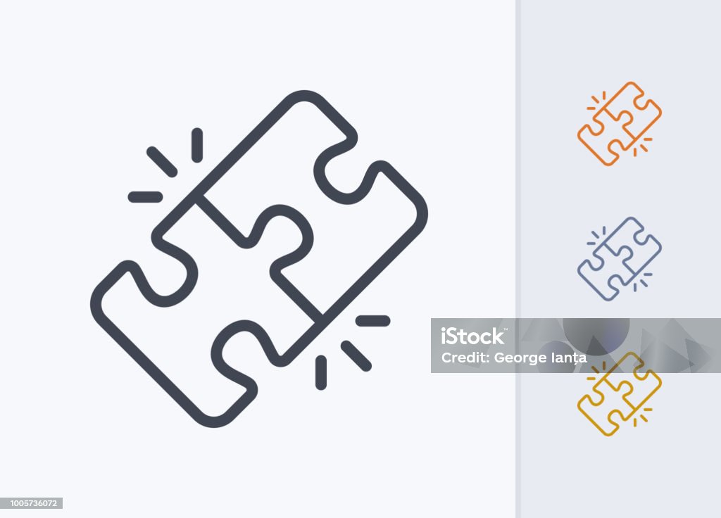 Locked Puzzle Pieces - Pastel Stroke Icons A professional, pixel-aligned icon designed on a 32x32 pixel grid. Icon Symbol stock vector