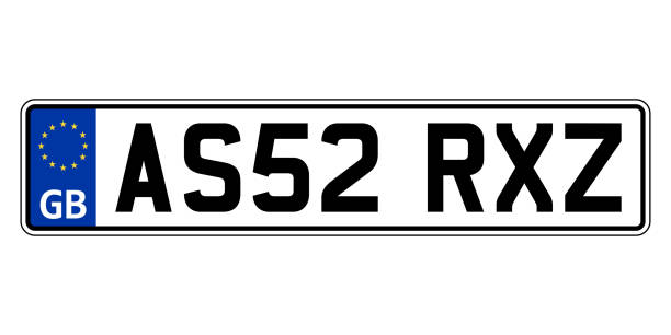 ilustrações de stock, clip art, desenhos animados e ícones de great britain, united kingdom car plate. vehicle registration number - license plate