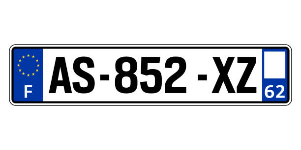 ilustrações de stock, clip art, desenhos animados e ícones de france car plate. vehicle registration number - license plate