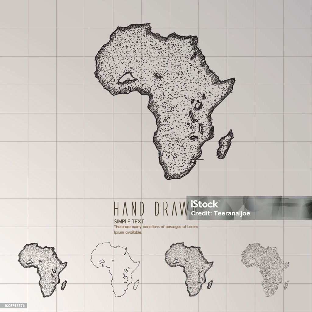 Hand drawn Africa map. Africa stock vector