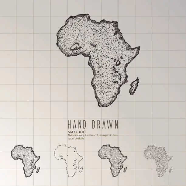 Vector illustration of Hand drawn Africa map.