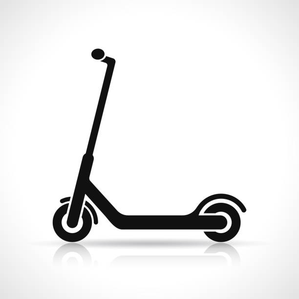벡터 스쿠터 아이콘 디자인 - push scooter stock illustrations