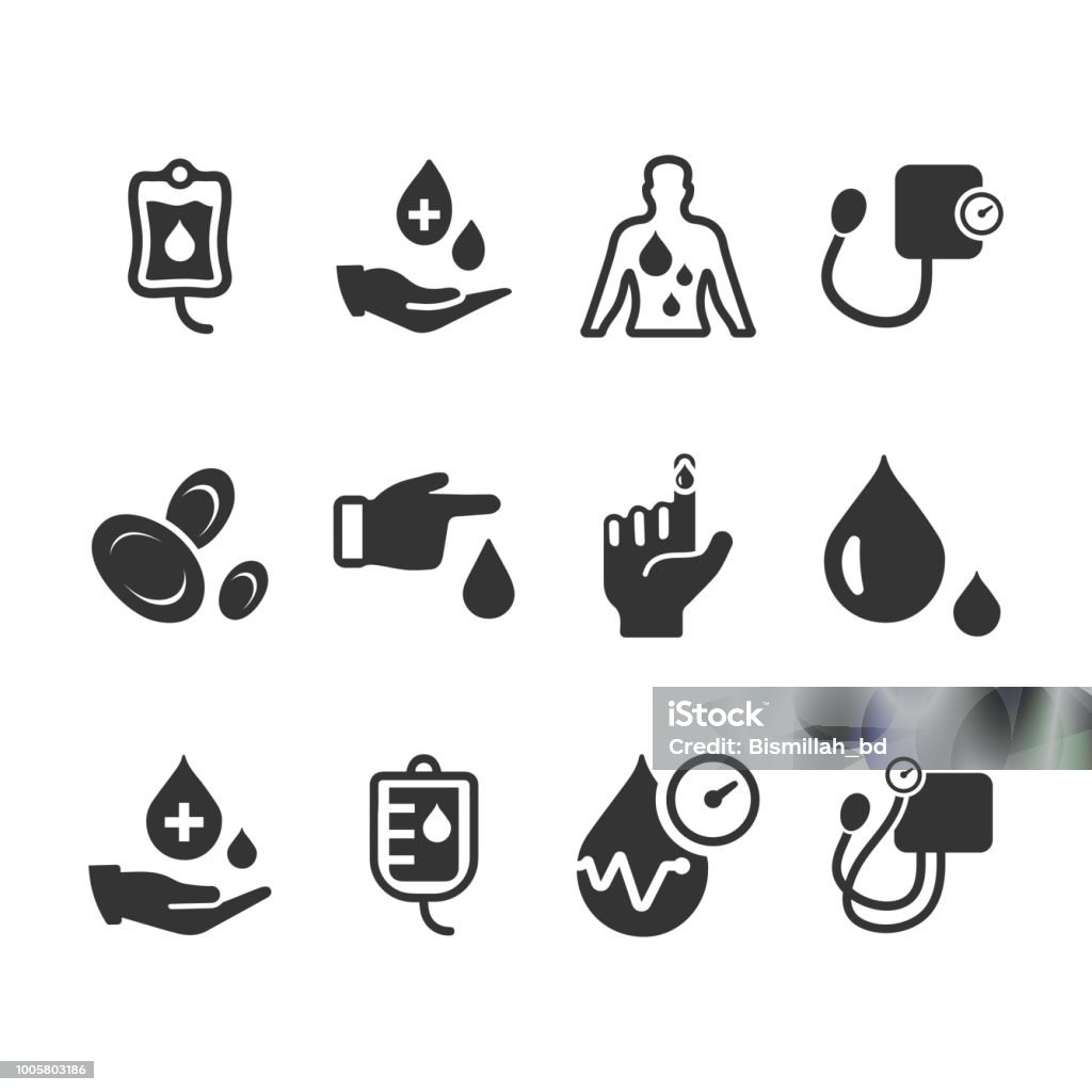 Hematology Icons - Gray Version Icon Symbol stock vector