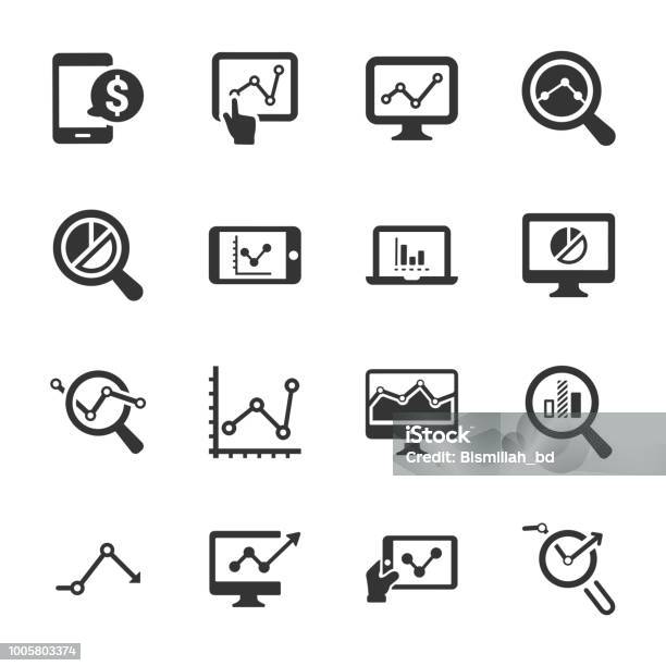 Marketing Research Icons Gray Version Stock Illustration - Download Image Now - Icon Symbol, Analyzing, Data