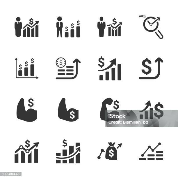 Financial Strength Icons Blue Version Stock Illustration - Download Image Now - Icon Symbol, Economy, Strength