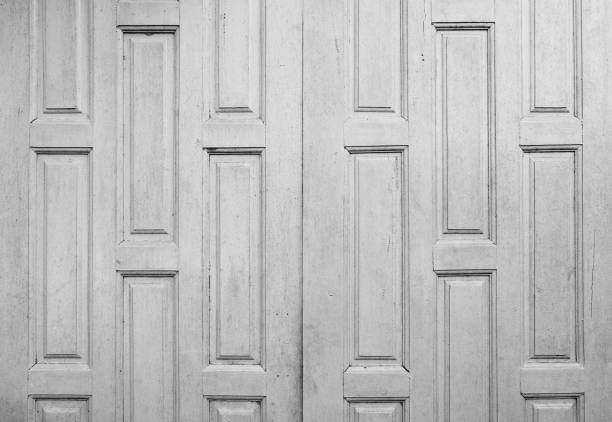 old wooden white door background texture.