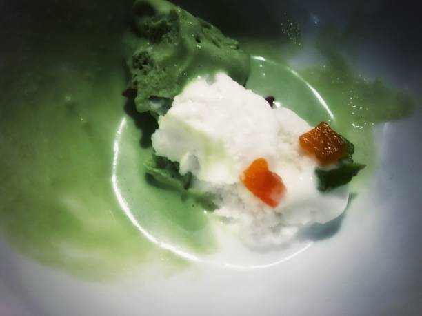Green tea ice cream,sweet delicious ,blurry and select focus