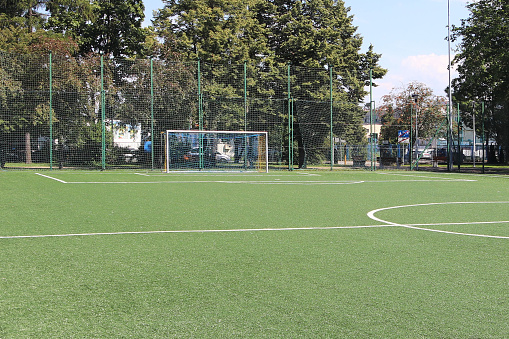 Yaslo, Poland - july 2 2018:  The place for conducting competitions and sporting events. Landscape design of a sports