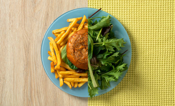 mangiare sano - divided plate foto e immagini stock