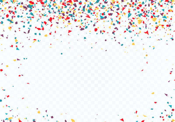 istock Colorful confetti. Top and bottom of the pattern is decorated with confetti. Vector illustration isolated on transparent background 1005825138