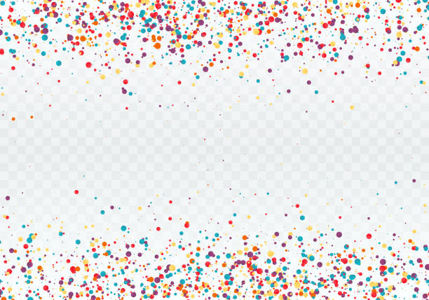 illustrations, cliparts, dessins animés et icônes de confettis colorés en forme de cercles. haut et le bas du modèle est décoré avec des confettis. illustration vectorielle isolée sur fond transparent - confetti