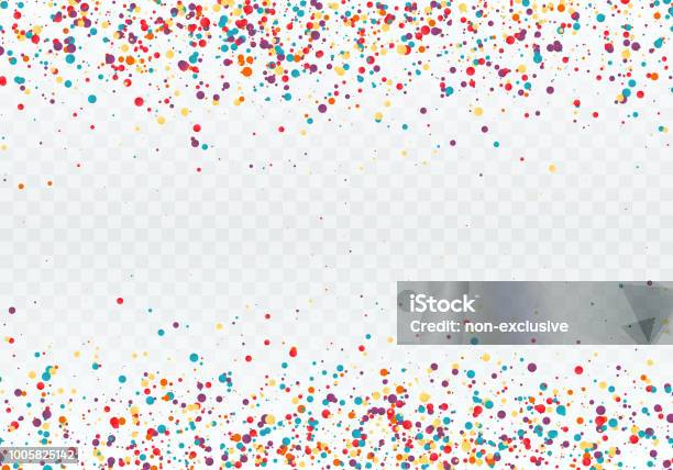 Colorful Confetti In The Form Of Circles Top And Bottom Of The Pattern Is Decorated With Confetti Vector Illustration Isolated On Transparent Background Stock Illustration - Download Image Now