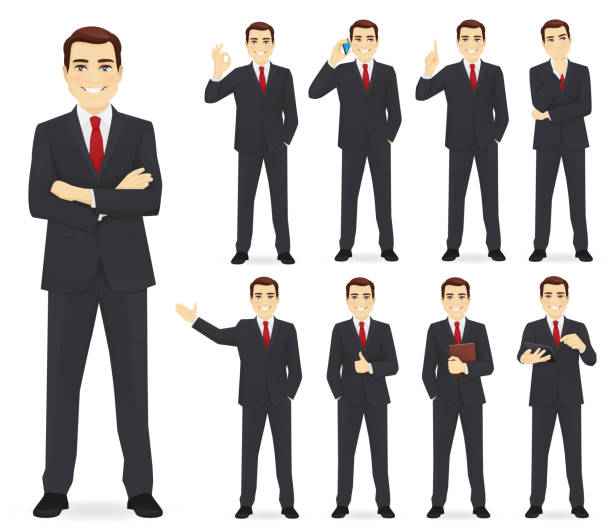 бизнес человек набор - business man stock illustrations