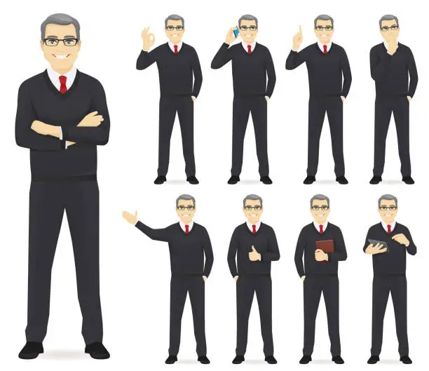 Vector illustration of Business man set