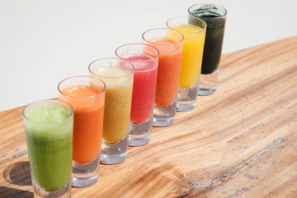 Fruit Juice Selection by the sea