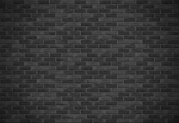 Brick Wall Background Horizontal black brick wall with shadow, vector eps10 illustration brick and stone textures stock illustrations