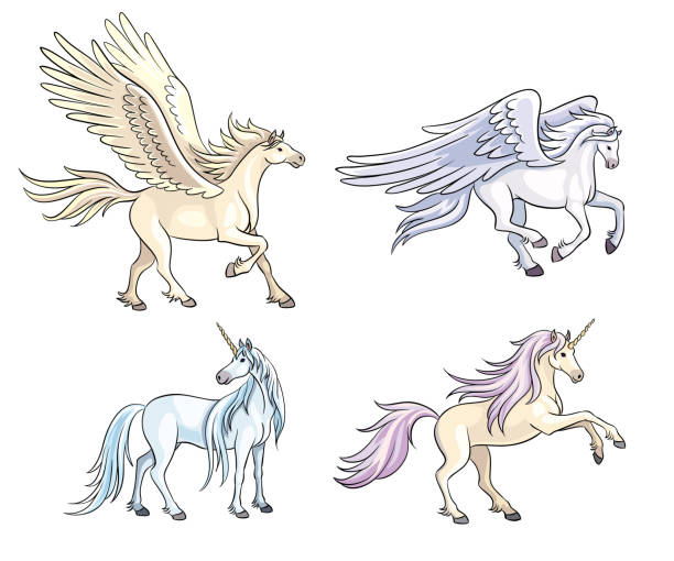 Mythical horses - vector illustration vector art illustration