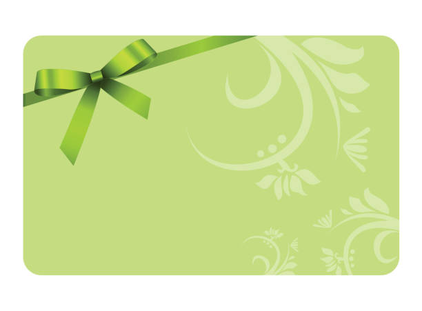 istock Invitation, Greeting or Gift Card With Green Ribbon And A Bow  on Decorative Elements  background.  Gift Voucher Template with  place for text. 1005854236