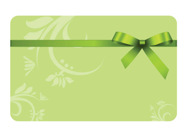 istock Invitation, Greeting or Gift Card With Green Ribbon And A Bow  on Decorative Elements  background.  Gift Voucher Template with  place for text. 1005854304