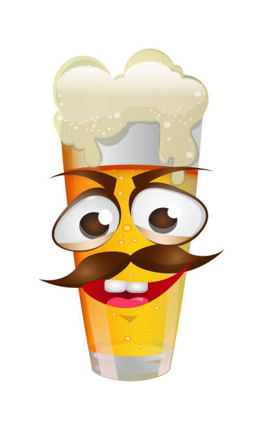 ビールのグラスに口髭の変な顔のベクター画像。 - beer glass mustache beer color image点のイラスト素材／クリップアート素材／マンガ素材／アイコン素材