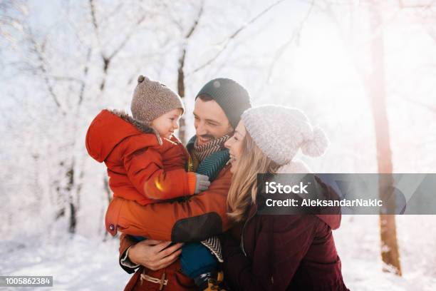 Winter Familien Portrait Stockfoto und mehr Bilder von Familie - Familie, Winter, Weihnachten