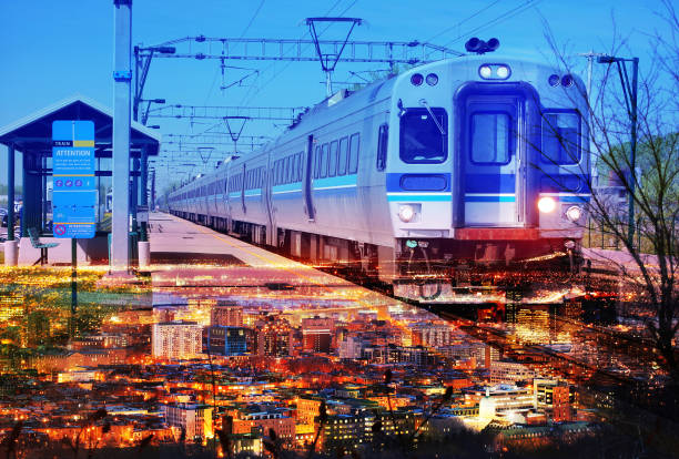 istock Urban Commuter Train Photo Montage 5 1005864132