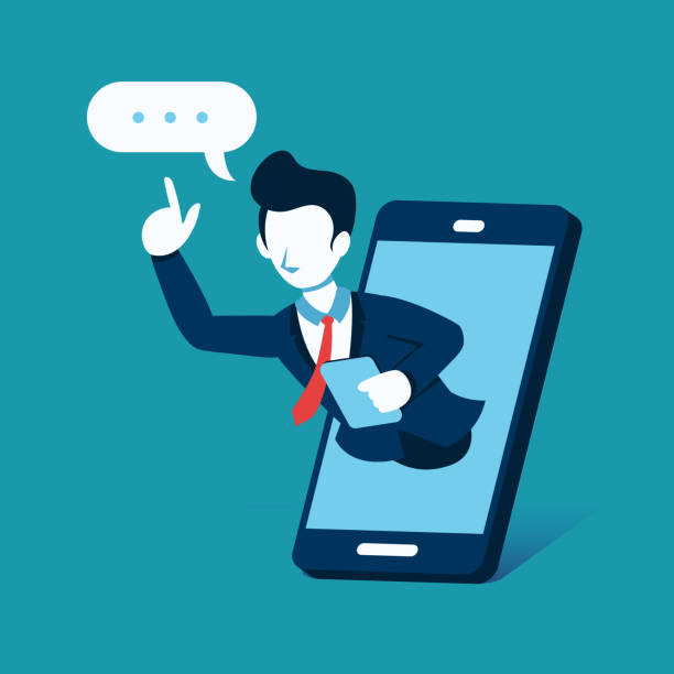 istock Business concept vector illustration businessman on screen of smartphone 1005866844