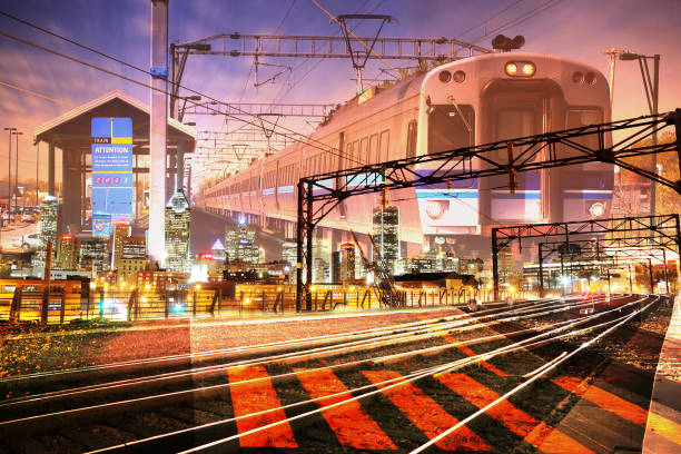 Commuter Train and Urban Scene Photo Montage