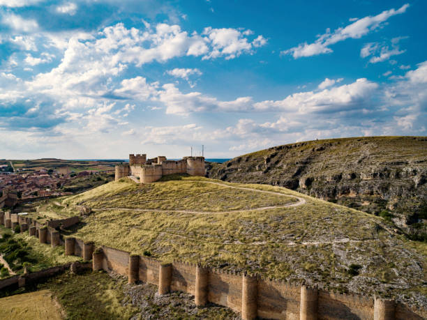 Berlanga de Duero, Spain July 12th of 2018 This medieval fortress was first build in the XII century although it was rebuild and enlarged later in the XV century as a military defensive structure. Nowadays it can be visited and reconstruction still goes on.