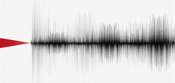 istock Seismograph Earthquake Wave Low and Hight richter scale on White paper background,Sound wave diagram concept,design for education and science,Vector Illustration. 1005877704