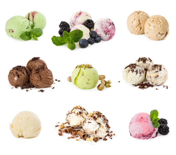istock Set of different ice cream scoops isolated on white 1005897556
