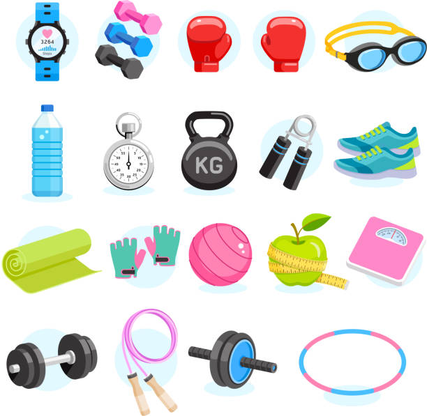 Set Of Exercises Equipment Icons Color Vector Illustrations Stock  Illustration - Download Image Now - iStock