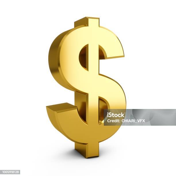 3d Rendering Golden Dollar Sign Isolated On White Background Stock Photo - Download Image Now