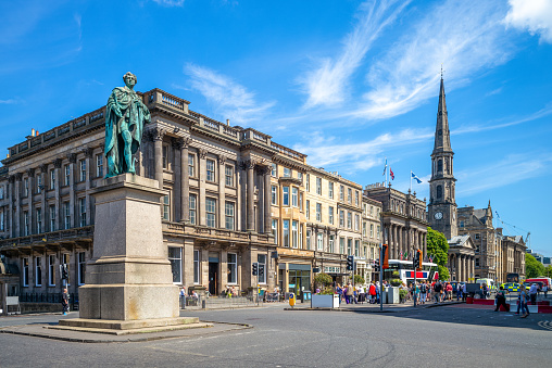 street view of George street at Edinburgh, scotland