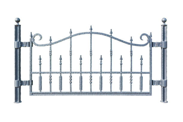 istock Iron picket country style fence isolated on white background. 1005928256