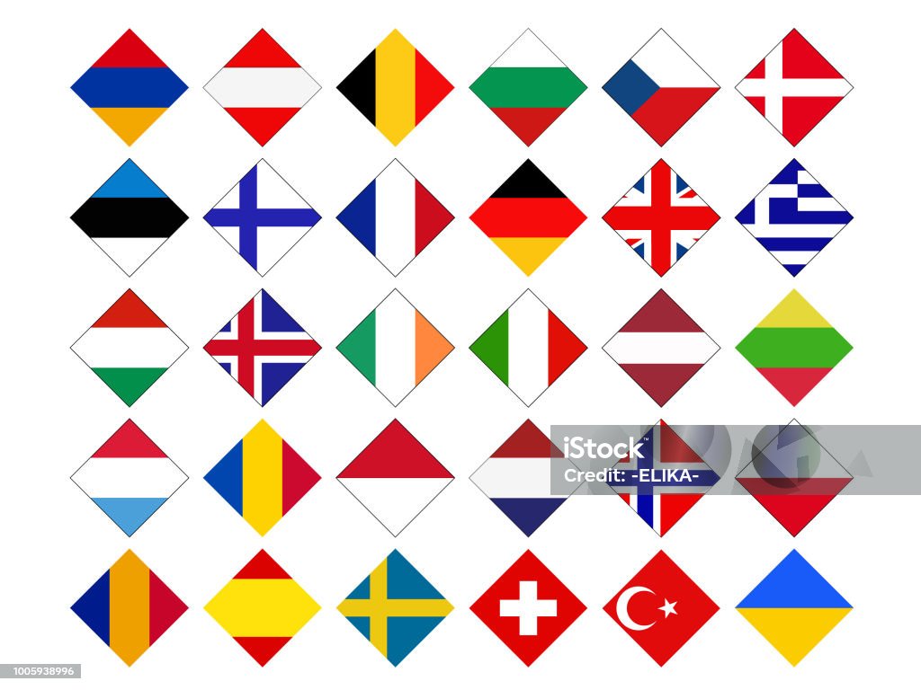 Europe countries flags vector illustration of Europe countries flags Icelandic Flag stock vector
