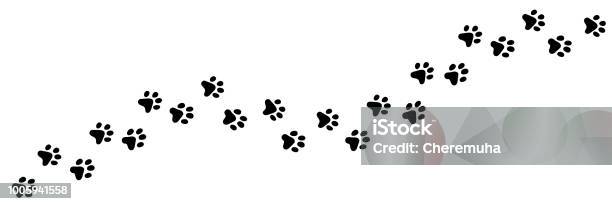 Vetores de Pata O Vetor Impressão De Gato Cachorro Filhote De Cachorro Animal Longa Trilha e mais imagens de Cão