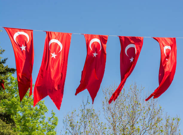 istock Turkish national flag hang in view in the open air 1005948320